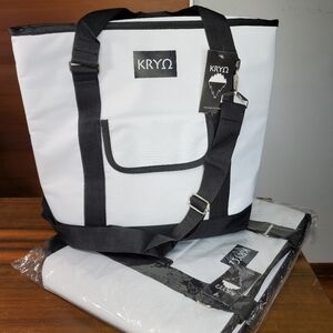 2 KRYO 16x13x5" White Cooler Tote Bags Picnic Wine Lunch Tailgate Insulated Zip